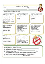 English Worksheet: Smoking listening