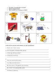 English Worksheet: present continuous whats she wearing 