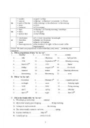 English Worksheet: time prepositions