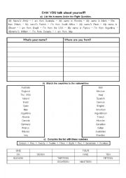 English Worksheet: Can you talk about yourself? 