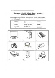 English Worksheet: COMPUTER PARTS WORKSHEET