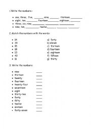 English Worksheet: Number up to 50