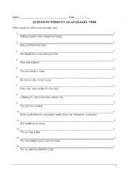 English Worksheet: Questions without auxiliary verb