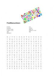 English Worksheet: find the numbers puzzle