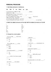 English Worksheet: Personal pronouns