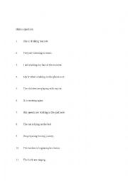 English Worksheet: Make a question - present continous