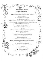 English Worksheet: Abc to achieve your dreams
