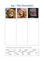 English Worksheet: Characters worksheets for movie Up