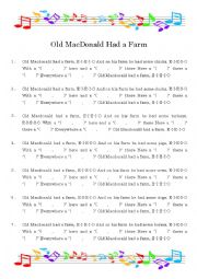 English Worksheet: Old MacDonald Had a Farm