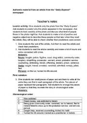 English Worksheet: Authentic material from an article from the Daily Express newspaper