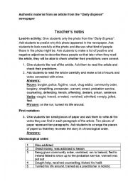 English Worksheet: Authentic material from an article from the Daily Express newspaper