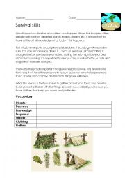 English Worksheet: Survival skills