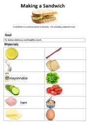 English Worksheet: Making a sandwich