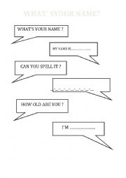 English Worksheet: whas your name