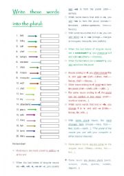 English Worksheet: Write these words into the plural.