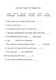 Get Phrasal Verb Worksheet 