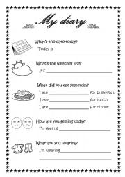 English Worksheet: My diary