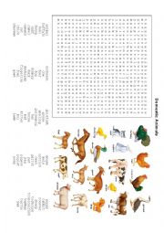 English Worksheet: Domestic Animals Word Search