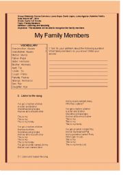 English Worksheet: My family members