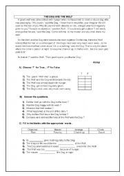 English Worksheet: The Dog and The Wolf