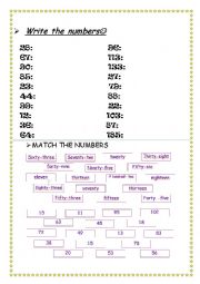 English Worksheet: numbers worksheet