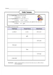 English Worksheet: regular e irregular verbs