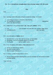 English Worksheet: Pre- FCE Guided writing: A formal letter of application