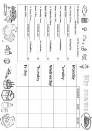 English Worksheet: My Menu