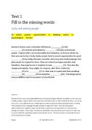 English Worksheet: GAP Texts