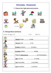 English Worksheet: Subject personal pronouns