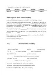 English Worksheet: thank you for everything