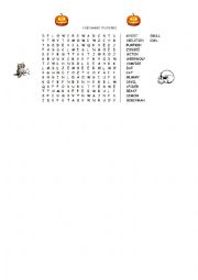 English Worksheet: Halloween monsters word search