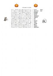 English Worksheet: Halloween monsters word search