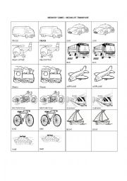 English Worksheet: MEANS OF TRANSPORT