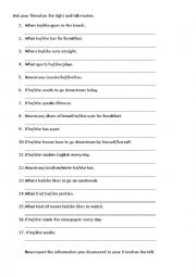 English Worksheet: Simple Present Conversation