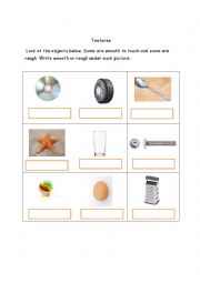 English Worksheet: Texture : Smooth and Rough
