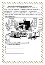 English Worksheet: Janes Classroom