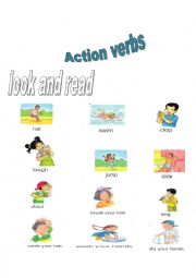 English Worksheet: action verbs