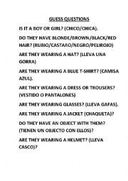 English Worksheet: Guess Who Questions