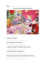 English Worksheet: Alice in Wonderland Worksheet