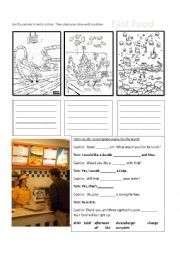 English Worksheet: Ordering Fast Food Conversation