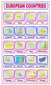 English Worksheet: European Countries: pictionary_1