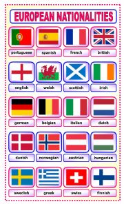 English Worksheet: European Nationalities: pictionary_1