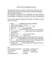 English Worksheet: Difficulties for Spanish speakers