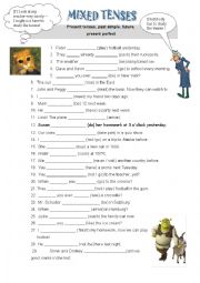 English Worksheet: mixed tenses