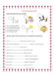 English Worksheet: present progressive 