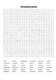 Wordsearch (family, actions, food)