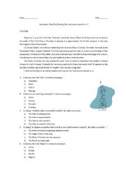 Statue of Liberty vocabulary quiz, TOEFL　Junior