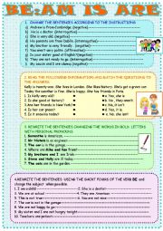 English Worksheet: BE: Am is are