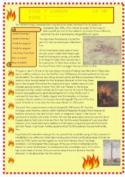 English Worksheet: The  Great Fire of London: reading and comprehension